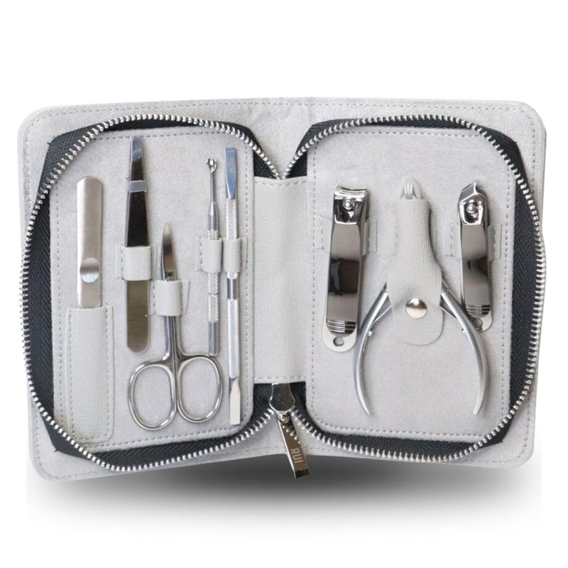 Rui Smiths Pro Stainless Steel 8-Piece Manicure Kit For Home And Salon With Professional Precision Cuticle Nipper And Metal Pusher Style No. 105 - Image 1
